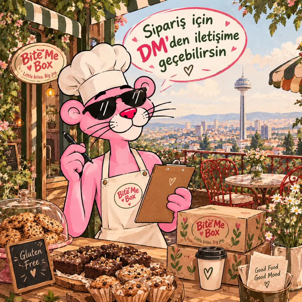 Şef kepli pembe panter sipariş defteri tutuyor